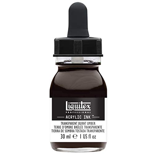 Liquitex 4260130 Ink Professional flüssige Acrylfarben, Tusche, 30 ml, hochpigmentierte Airbrushfarbe, Umbra Gebrannt Transparent von Liquitex