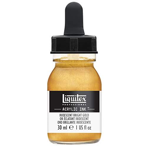 Liquitex 4260234 flüssige Professional Acrylfarben - Ink, Tusche, 30 ml, hochpigmentierte Airbrushfarbe, lrisierendes helles gold von Liquitex