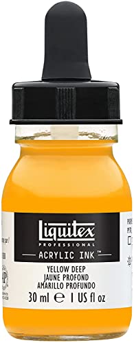 Liquitex 4260295 flüssige Professional Acrylfarben - Ink, Tusche, 30 ml, hochpigmentierte Airbrushfarbe, Dunkelgelb von Liquitex
