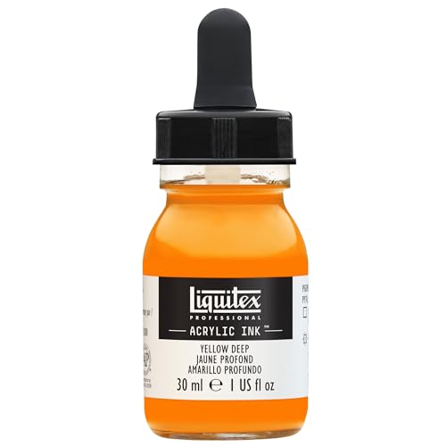 Liquitex 4260295 flüssige Professional Acrylfarben - Ink, Tusche, 30 ml, hochpigmentierte Airbrushfarbe, Dunkelgelb von Liquitex