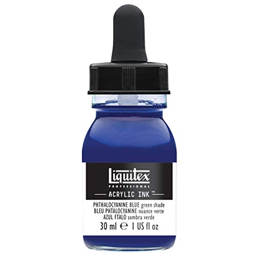 Liquitex 4260316 flüssige Professional Acrylfarben - Ink, Tusche, 30 ml, hochpigmentierte Airbrushfarbe, phthalozyaninblau grünton von Liquitex