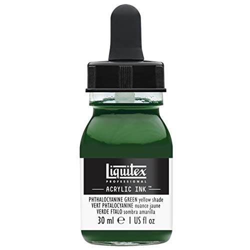 Liquitex 4260319 flüssige Professional Acrylfarben - Ink, Tusche, 30 ml, hochpigmentierte Airbrushfarbe, phthalozyaningrün gelbton von Liquitex