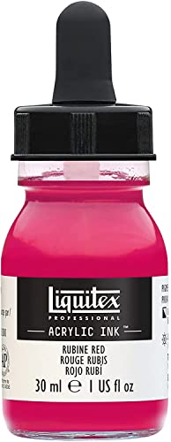 Liquitex 4260388 flüssige Professional Acrylfarben - Ink, Tusche, 30 ml, hochpigmentierte Airbrushfarbe, Rubinrot von Liquitex
