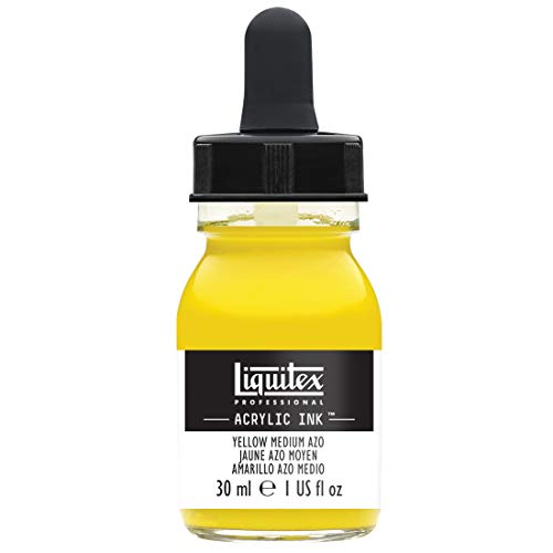 Liquitex 4260412 flüssige Professional Acrylfarben - Ink, Tusche, 30 ml, hochpigmentierte Airbrushfarbe, mittelgelb azo von Liquitex