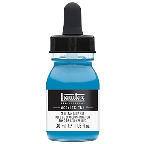 Liquitex 4260470 flüssige Professional Acrylfarben - Ink, Tusche, 30 ml, hochpigmentierte Airbrushfarbe, cölinblau farbton von Liquitex