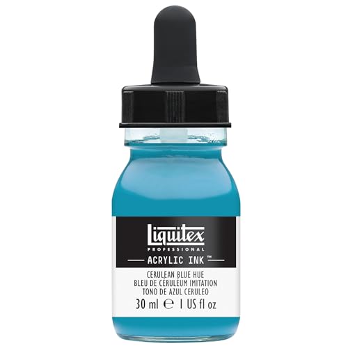 Liquitex 4260470 flüssige Professional Acrylfarben - Ink, Tusche, 30 ml, hochpigmentierte Airbrushfarbe, cölinblau farbton von Liquitex