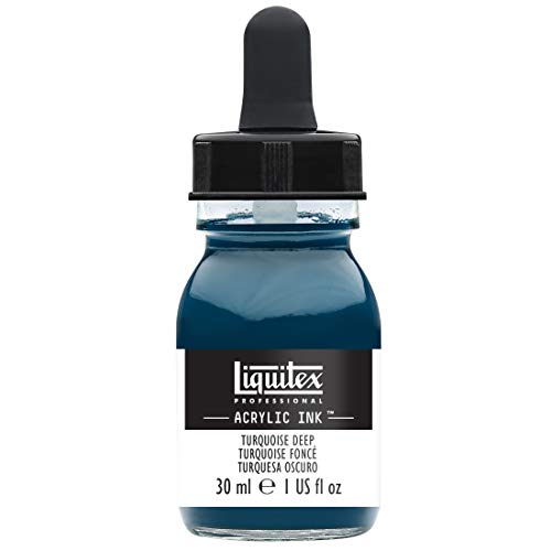Liquitex 4260561 flüssige Professional Acrylfarben - Ink, Tusche, 30 ml, hochpigmentierte Airbrushfarbe, dunkeltürkis von Liquitex