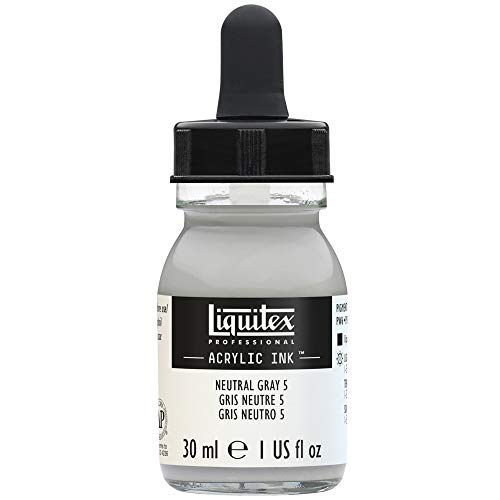 Liquitex 4260599 flüssige Professional Acrylfarben - Ink, Tusche, 30 ml, hochpigmentierte Airbrushfarbe, neutralgrau nummer 5 von Liquitex