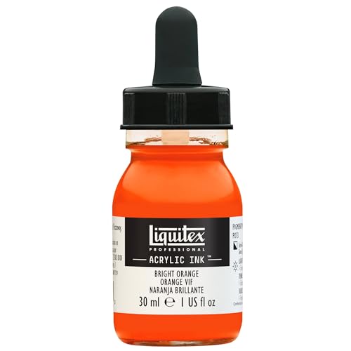 Liquitex 4260720 flüssige Professional Acrylfarben - Ink, Tusche, 30 ml, hochpigmentierte Airbrushfarbe, Hell Orange von Liquitex