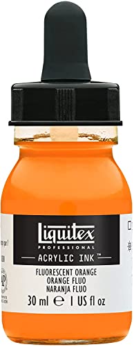 Liquitex 4260982 flüssige Professional Acrylfarben - Ink, Tusche, 30 ml, hochpigmentierte Airbrushfarbe, Fluo Orange von Liquitex