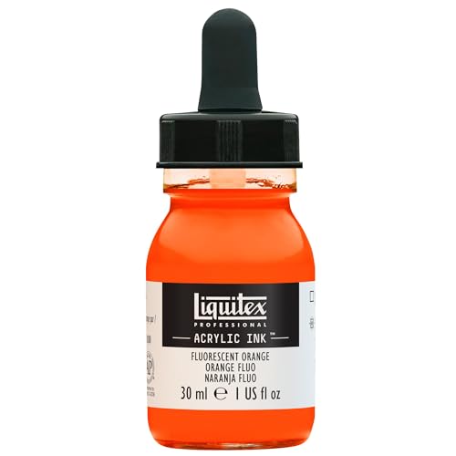 Liquitex 4260982 flüssige Professional Acrylfarben - Ink, Tusche, 30 ml, hochpigmentierte Airbrushfarbe, Fluo Orange von Liquitex