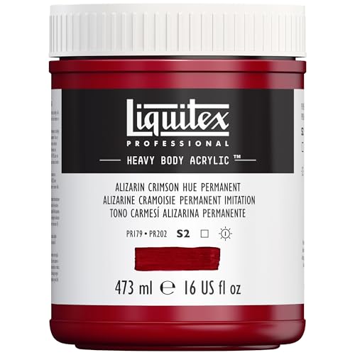 Liquitex 4412116 Professional Heavy Body Acrylfarbe in Künstlerqualität mit ausgezeichneter Lichtechtheit in buttriger Konsistenz, 473ml Topf - Karmesinrot Permanent Farbton von Liquitex