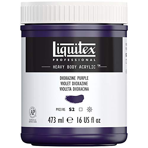Liquitex 4412186 Professional Heavy Body Acrylfarbe in Künstlerqualität mit ausgezeichneter Lichtechtheit in buttriger Konsistenz, 473ml Topf - Dioxazinpurpur von Liquitex