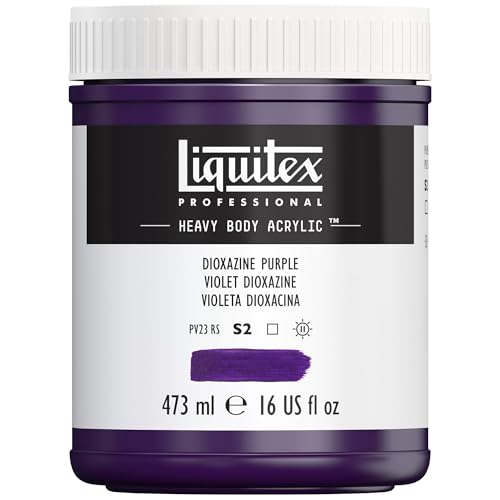 Liquitex 4412186 Professional Heavy Body Acrylfarbe in Künstlerqualität mit ausgezeichneter Lichtechtheit in buttriger Konsistenz, 473ml Topf - Dioxazinpurpur von Liquitex