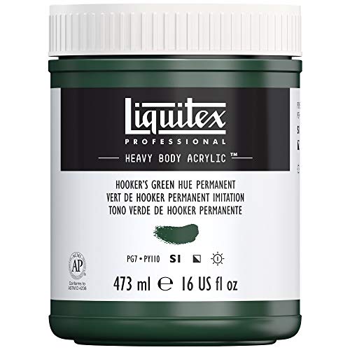 Liquitex 4412224 Professional Heavy Body Acrylfarbe in Künstlerqualität mit ausgezeichneter Lichtechtheit in buttriger Konsistenz, 473ml Topf - Hooker's Grün Farbton von Liquitex