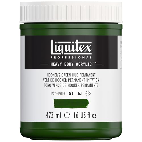 Liquitex 4412224 Professional Heavy Body Acrylfarbe in Künstlerqualität mit ausgezeichneter Lichtechtheit in buttriger Konsistenz, 473ml Topf - Hooker's Grün Farbton von Liquitex