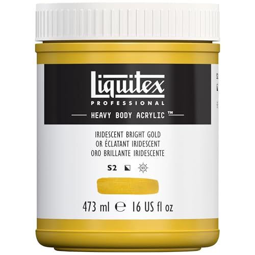 Liquitex 4412234 Professional Heavy Body Acrylfarbe in Künstlerqualität mit ausgezeichneter Lichtechtheit in buttriger Konsistenz, 473ml Topf - Irisierendes Gold von Liquitex