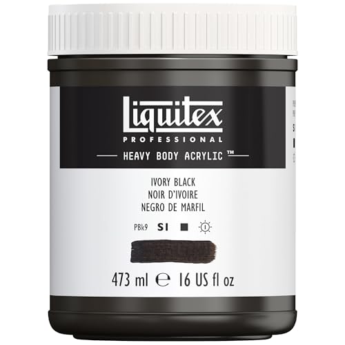 Liquitex 4412244 Professional Heavy Body Acrylfarbe in Künstlerqualität mit ausgezeichneter Lichtechtheit in buttriger Konsistenz, 473ml Topf - Elfenbeinschwarz von Liquitex