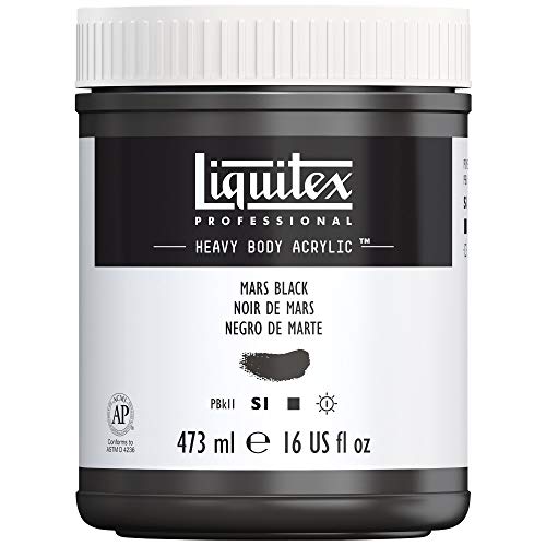 Liquitex 4412276 Professional Heavy Body Acrylfarbe in Künstlerqualität mit ausgezeichneter Lichtechtheit in buttriger Konsistenz, 473ml Topf - Marsschwarz von Liquitex
