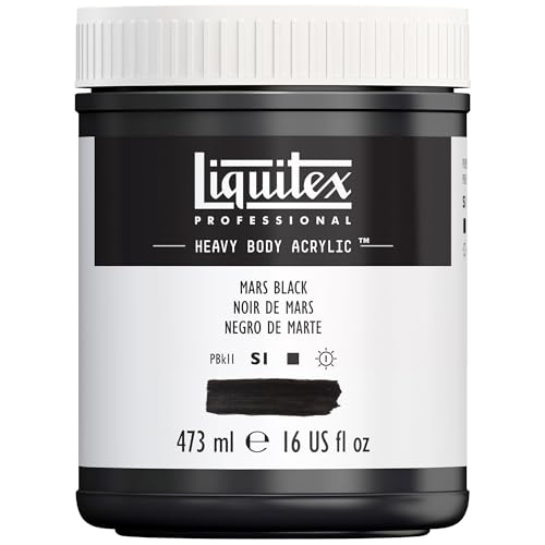 Liquitex 4412276 Professional Heavy Body Acrylfarbe in Künstlerqualität mit ausgezeichneter Lichtechtheit in buttriger Konsistenz, 473ml Topf - Marsschwarz von Liquitex