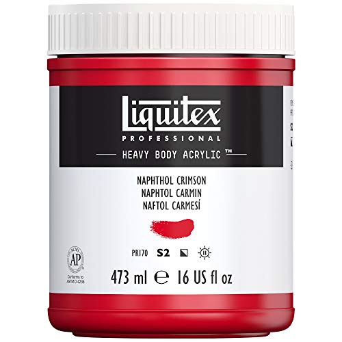 Liquitex 4412292 Professional Heavy Body Acrylfarbe in Künstlerqualität mit ausgezeichneter Lichtechtheit in buttriger Konsistenz, 473ml Topf - Naphtholrot Karmin von Liquitex