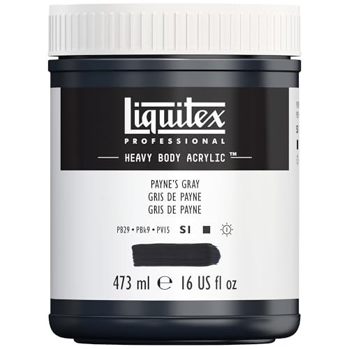 Liquitex 4412310 Professional Heavy Body Acrylfarbe in Künstlerqualität mit ausgezeichneter Lichtechtheit in buttriger Konsistenz, 473ml Topf - Paynes Grau von Liquitex