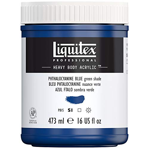 Liquitex 4412316 Professional Heavy Body Acrylfarbe in Künstlerqualität mit ausgezeichneter Lichtechtheit in buttriger Konsistenz, 473ml Topf - Phthaloblau (Grünton) von Liquitex