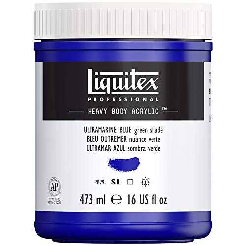 Liquitex 4412380 Professional Heavy Body Acrylfarbe in Künstlerqualität mit ausgezeichneter Lichtechtheit in buttriger Konsistenz, 473ml Topf - Ultramarinblau (Grünton) von Liquitex