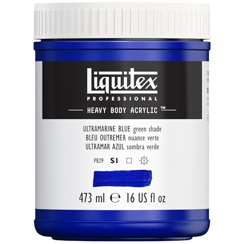 Liquitex 4412380 Professional Heavy Body Acrylfarbe in Künstlerqualität mit ausgezeichneter Lichtechtheit in buttriger Konsistenz, 473ml Topf - Ultramarinblau (Grünton) von Liquitex