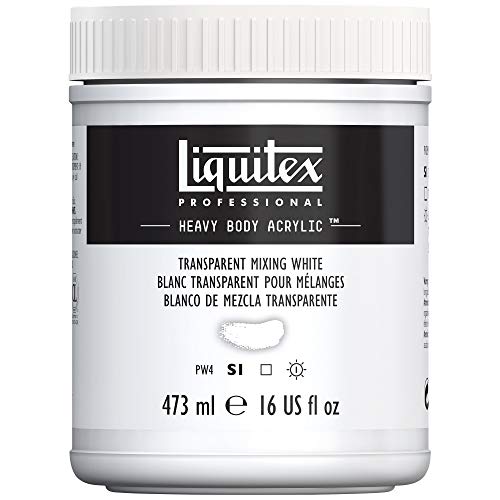 Liquitex 4412430 Professional Heavy Body Acrylfarbe in Künstlerqualität mit ausgezeichneter Lichtechtheit in buttriger Konsistenz, 473ml Topf - Mischweiß transparent von Liquitex