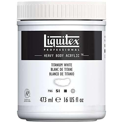 Liquitex 4412432 Professional Heavy Body Acrylfarbe in Künstlerqualität mit ausgezeichneter Lichtechtheit in buttriger Konsistenz, 473ml Topf - Titanweiß von Liquitex