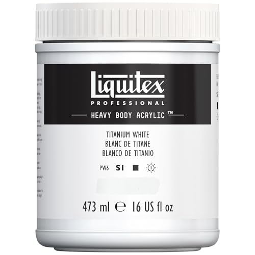 Liquitex 4412432 Professional Heavy Body Acrylfarbe in Künstlerqualität mit ausgezeichneter Lichtechtheit in buttriger Konsistenz, 473ml Topf - Titanweiß von Liquitex