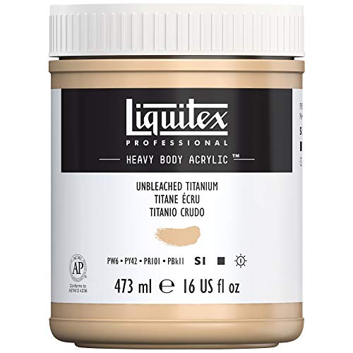 Liquitex 4412434 Professional Heavy Body Acrylfarbe in Künstlerqualität mit ausgezeichneter Lichtechtheit in buttriger Konsistenz, 473ml Topf - Ungebleichtes Titan von Liquitex
