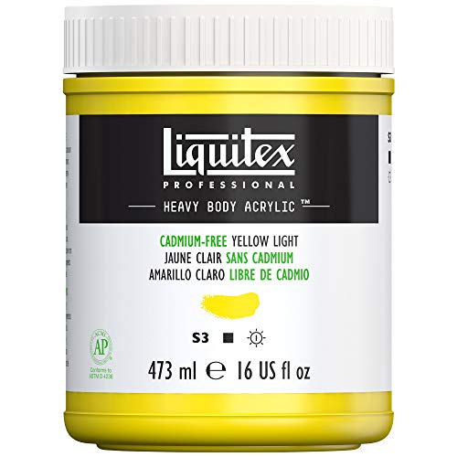 Liquitex 4412889 Professional Heavy Body Acrylfarbe in Künstlerqualität mit ausgezeichneter Lichtechtheit in buttriger Konsistenz, 473ml Topf - Kadmiumfrei Gelb hell von Liquitex