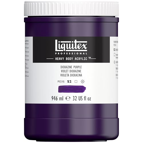 Liquitex 4413186 Professional Heavy Body Acrylfarbe in Künstlerqualität mit ausgezeichneter Lichtechtheit in buttriger Konsistenz, 946ml Topf - Dioxazinpurpur von Liquitex