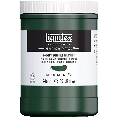 Liquitex 4413224 Professional Heavy Body Acrylfarbe in Künstlerqualität mit ausgezeichneter Lichtechtheit in buttriger Konsistenz, 946ml Topf - Hooker's Grün Farbton von Liquitex