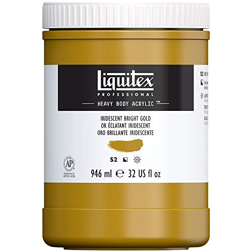 Liquitex 4413234 Professional Heavy Body Acrylfarbe in Künstlerqualität mit ausgezeichneter Lichtechtheit in buttriger Konsistenz, 946ml Topf - Irisierendes Gold von Liquitex