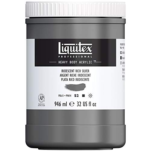 Liquitex 4413239 Professional Heavy Body Acrylfarbe in Künstlerqualität mit ausgezeichneter Lichtechtheit in buttriger Konsistenz, 946ml Topf - Reiches Silber von Liquitex