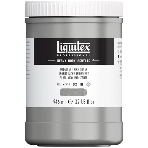 Liquitex 4413239 Professional Heavy Body Acrylfarbe in Künstlerqualität mit ausgezeichneter Lichtechtheit in buttriger Konsistenz, 946ml Topf - Reiches Silber von Liquitex