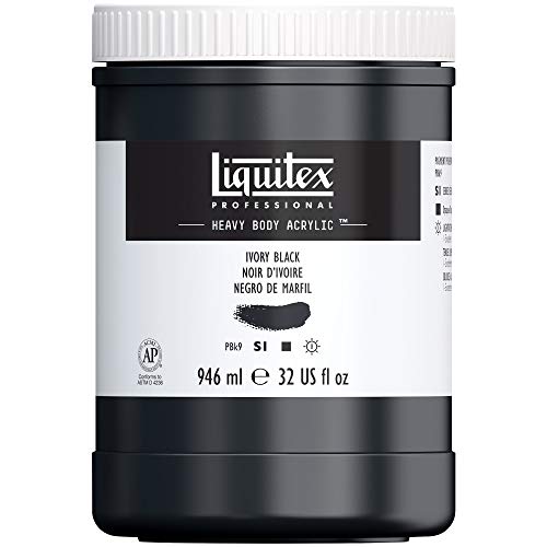 Liquitex 4413244 Professional Heavy Body Acrylfarbe in Künstlerqualität mit ausgezeichneter Lichtechtheit in buttriger Konsistenz, 946ml Topf - Elfenbeinschwarz von Liquitex