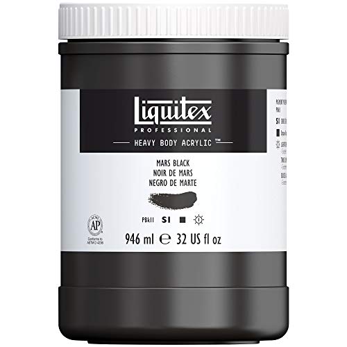 Liquitex 4413276 Professional Heavy Body Acrylfarbe in Künstlerqualität mit ausgezeichneter Lichtechtheit in buttriger Konsistenz, 946ml Topf - Marsschwarz von Liquitex