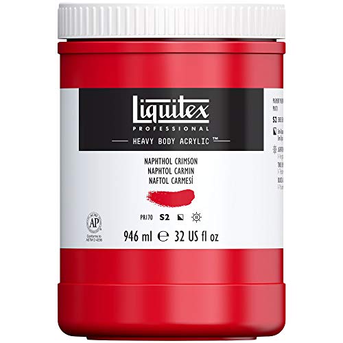 Liquitex 4413292 Professional Heavy Body Acrylfarbe in Künstlerqualität mit ausgezeichneter Lichtechtheit in buttriger Konsistenz, 946ml Topf - Naphtholrot Karmin von Liquitex