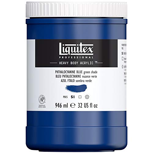 Liquitex 4413316 Professional Heavy Body Acrylfarbe in Künstlerqualität mit ausgezeichneter Lichtechtheit in buttriger Konsistenz, 946ml Topf - Phthaloblau (Grünton) von Liquitex