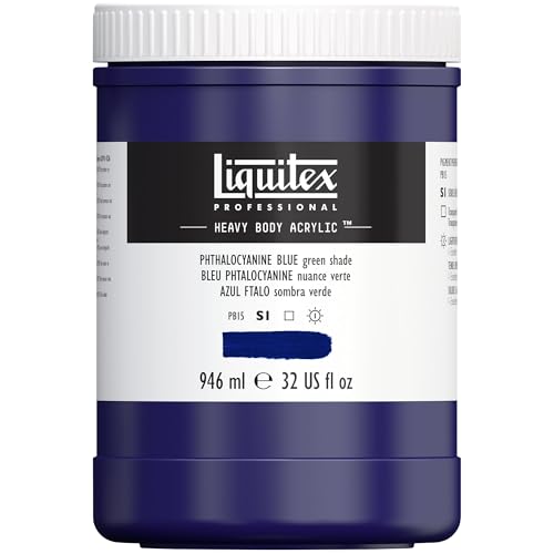 Liquitex 4413316 Professional Heavy Body Acrylfarbe in Künstlerqualität mit ausgezeichneter Lichtechtheit in buttriger Konsistenz, 946ml Topf - Phthaloblau (Grünton) von Liquitex