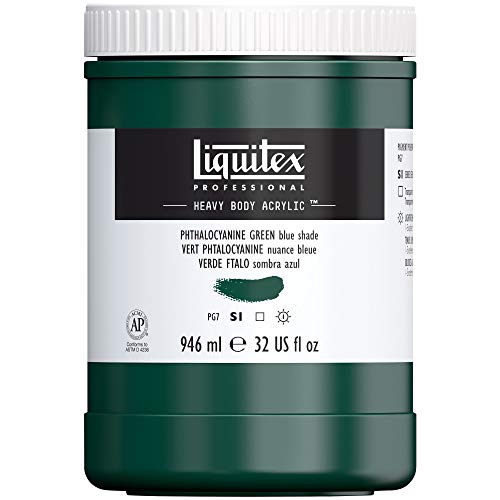 Liquitex 4413317 Professional Heavy Body Acrylfarbe in Künstlerqualität mit ausgezeichneter Lichtechtheit in buttriger Konsistenz, 946ml Topf - Phthalogrün (Blauton) von Liquitex