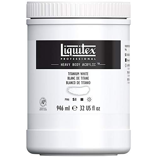 Liquitex 4413432 Professional Heavy Body Acrylfarbe in Künstlerqualität mit ausgezeichneter Lichtechtheit in buttriger Konsistenz, 946ml Topf - Titanweiß von Liquitex