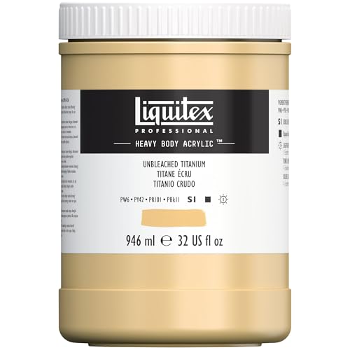 Liquitex 4413434 Professional Heavy Body Acrylfarbe in Künstlerqualität mit ausgezeichneter Lichtechtheit in buttriger Konsistenz, 946ml Topf - Ungebleichtes Titan von Liquitex