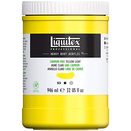 Liquitex 4413889 Professional Heavy Body Acrylfarbe in Künstlerqualität mit ausgezeichneter Lichtechtheit in buttriger Konsistenz, 946ml Topf - Kadmiumfrei Gelb hell von Liquitex