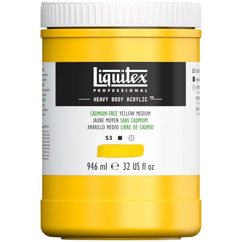 Liquitex 4413890 Professional Heavy Body Acrylfarbe in Künstlerqualität mit ausgezeichneter Lichtechtheit in buttriger Konsistenz, 946ml Topf - Kadmiumfrei Gelb mittel von Liquitex