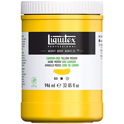 Liquitex 4413890 Professional Heavy Body Acrylfarbe in Künstlerqualität mit ausgezeichneter Lichtechtheit in buttriger Konsistenz, 946ml Topf - Kadmiumfrei Gelb mittel von Liquitex
